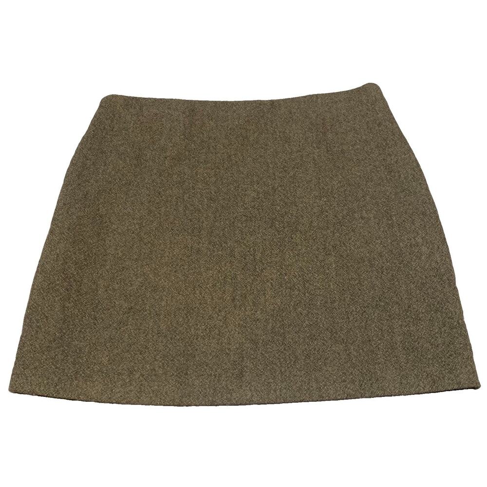 Vintage Gap Y2K Wool Blend Mini Skirt Stretch Brown Size 12 Academia